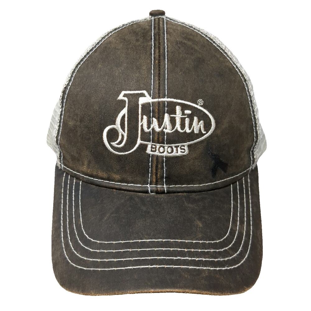 Justin Boots Baseball Cap Brown One Size Slideback Mesh Contrast Stitch Hat